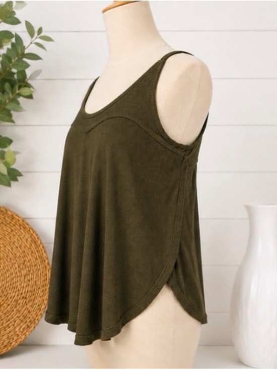 Free People Tops - Free People Intimately Olive Green Ribbed Swing Cami Tank Top Size M